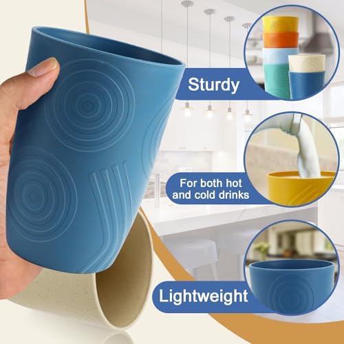 6-Piece Wheat Straw Cups - Reusable Glassware for Kitchen