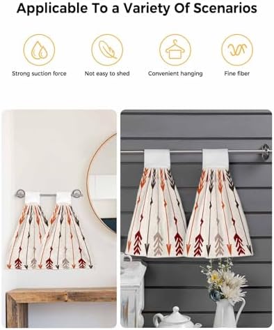 Retro Arrow-Printed Hand Towels Set - Hanging Linen for Kitchen Bathroom
