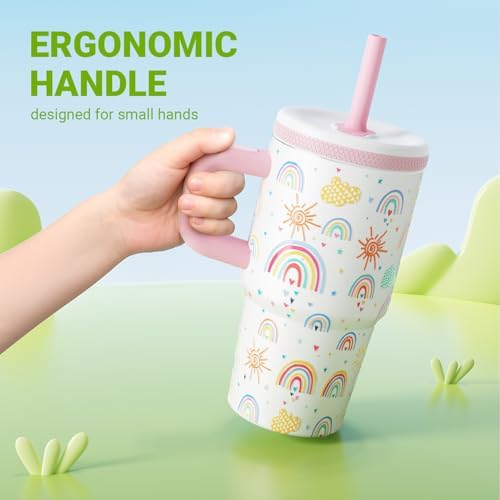 Luxgola Kids 20 oz Tumbler with Handle Leak-Proof Splish-Splash Safe