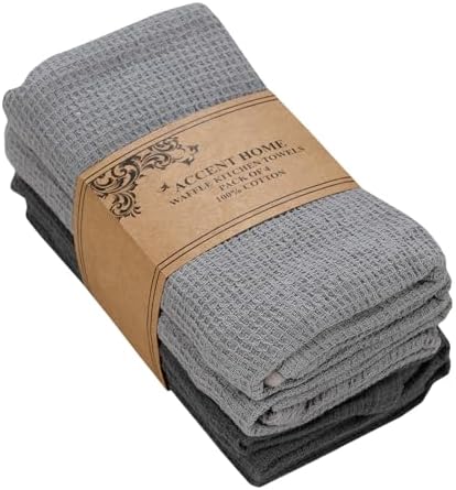 Set of 4 100 Cotton Waffle Weave Kitchen Towels Soft Durable Absorbent