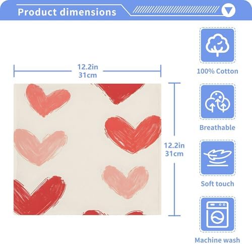 Xigua Red Hearts Fast-Drying Washcloth Set