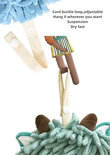 Cute Fuzzy Chenille Hand Towels with Hanging Loops Perfect for Kitchen Bathroom
