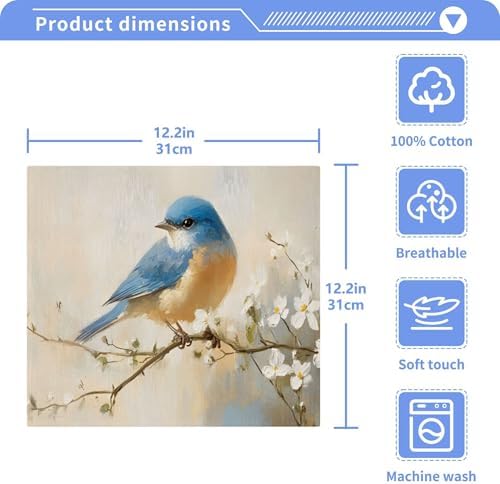 Stylish Xigua Blue Bird Washcloth Set