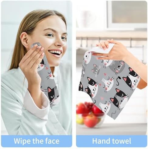 Cute Cat Washcloth Set for Babies Adults Reusable Soft Cotton Face Towels