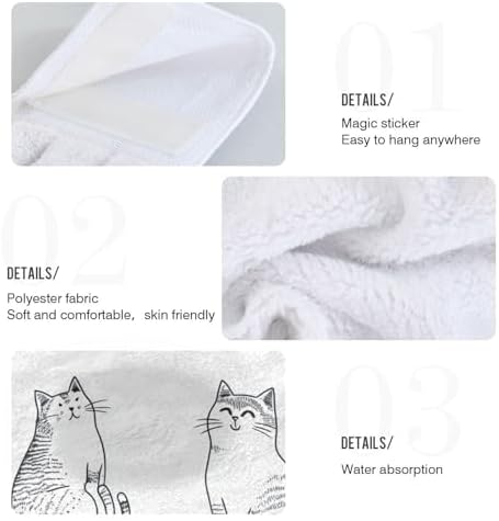 KLL Funny Singapuracats White Towels with Hook Loop Set