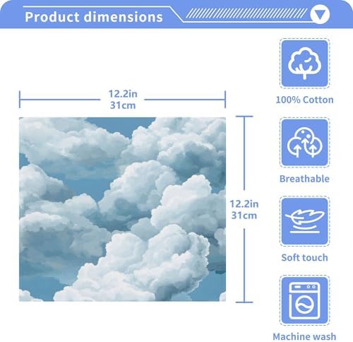 Xigua White Clouds Washcloth Set Fast-Drying Versatile Towels