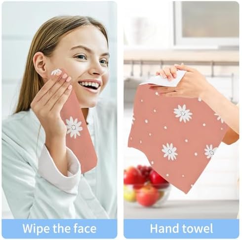 Xigua White Daisy Washcloths Set of 2 12x12 Inch