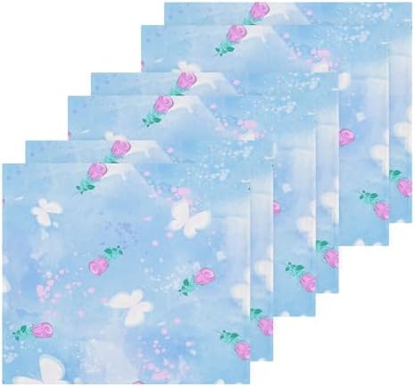 Xigua Butterfly Blue Washcloth Set 12x12 inches