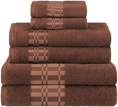 6-Piece Geometric Cotton Towels - Quick Dry Stylish