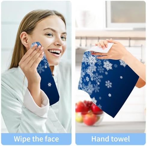 Blue Christmas Snowflake Washcloths 2-Pack