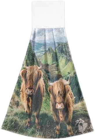 Highland Cows Kitchen Towel Hanging Loop