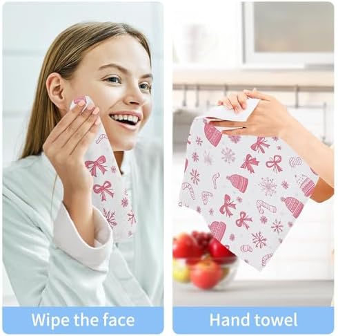 Xigua Christmas Bows Washcloths 12x12 Inch Set of 2