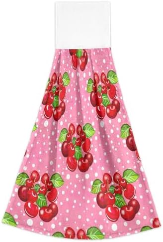 Cluster Red and Pink Hanging Hand Towels with Green Leaves for Kids