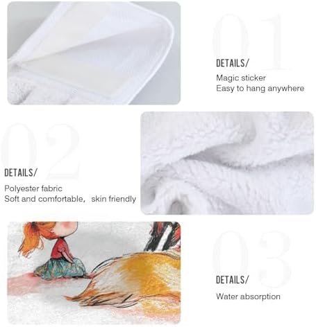 Chubby Fox Hand Towels with Hook Loop for Kids