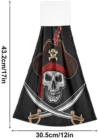 FFYHO 2 Pack Hanging Kitchen Towels with Loop Pirates Skull Design