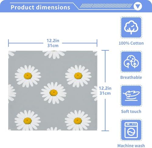 White Daisy-Shaped Pure Cotton Washcloths Set 2-Piece Reusable Face Towels