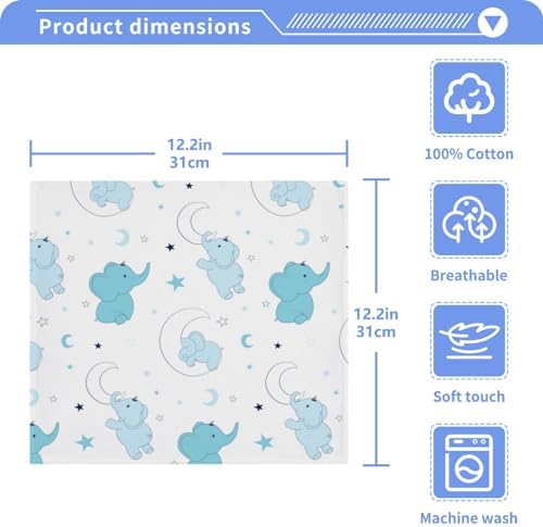 Elephant Washcloths 2 Pack Soft Absorbent Cotton Baby Face Towels