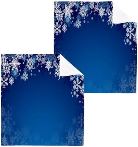 Christmas Blue Snowflake Washcloths 2 Pack