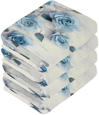 Blue Rose Washcloth Set for Washable Reusable Baby Face Towels