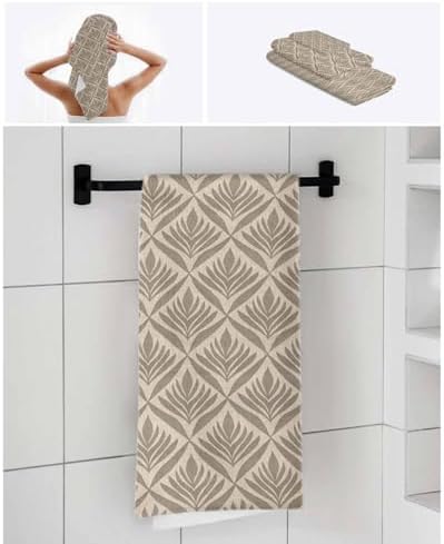 Chees D Zone - Retro Leaves Bath Towel Set Antibacterial Soft Durable