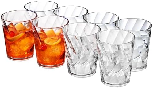 8-Piece Acrylic Optix Plastic Reusable Drinking Glasses