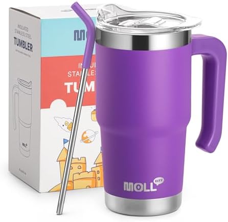 Mollcity Kids Travel Tumbler with Handle Stainless Steel Leak-Proof BPA-Free
