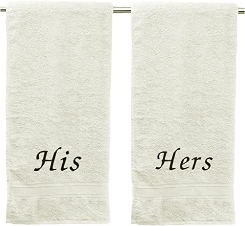 Liberty21 His Hers Embroidered Cotton Bath Towels Set 1
