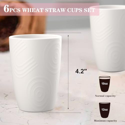 Homienly Reusable 12oz Wheat Straw Drinking Cups Set of 6 White