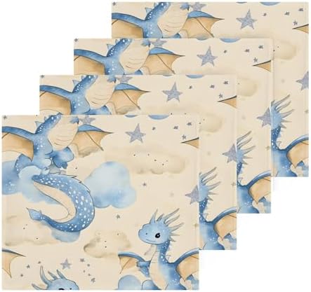 Xigua Watercolor Cute Dragons Microfiber Washcloth Set