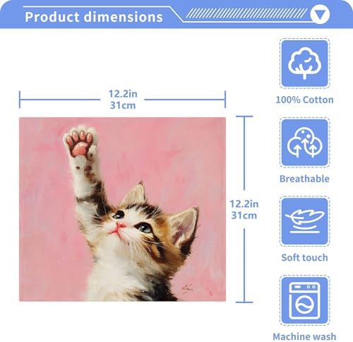 Xigua Kitten Washcloths Set of 2 12x12 Inch 1