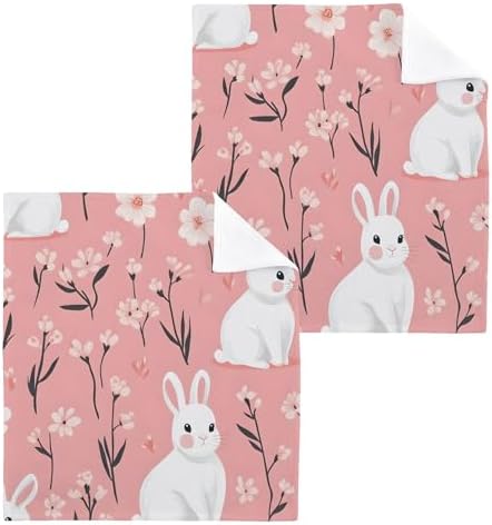 XiguaWhite Rabbit Washcloth Set