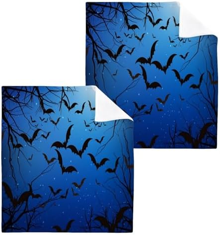 Halloween Bat Washcloth Set for Adults Soft Absorbent Reusable Washcloths