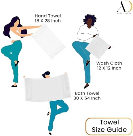 Ample Decor 6 Piece Towel Set - 100 Cotton Quick Dry