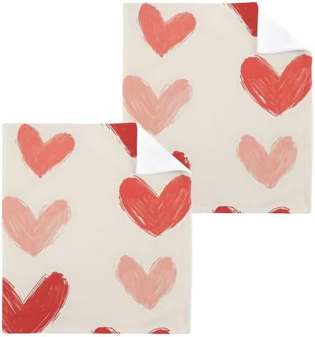 Xigua Red Hearts Fast-Drying Washcloth Set