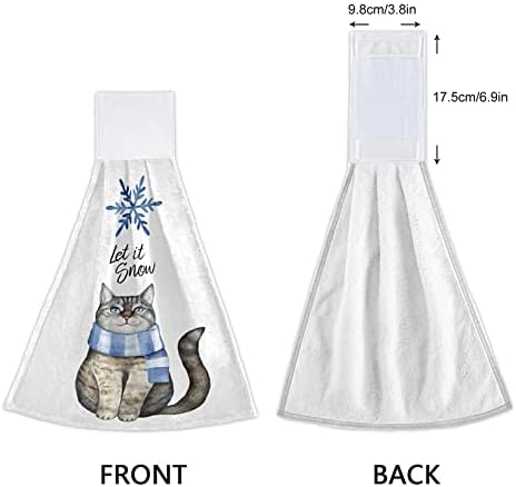Winter Cat Snowflake Hanging Kitchen Towels Perfect for Home Office Use