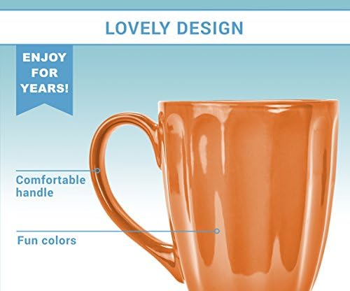 Klikel Coffee Mugs Set of 6 - Fluted Ceramic Mugs for Daily Use