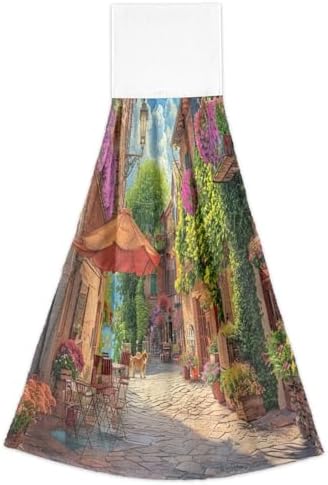 Perfect Quick Dry Kitchen Towels with LoopItalian Street Scene