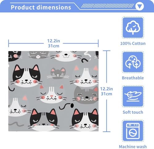 Cute Cat Washcloth Set for Babies Adults Reusable Soft Cotton Face Towels