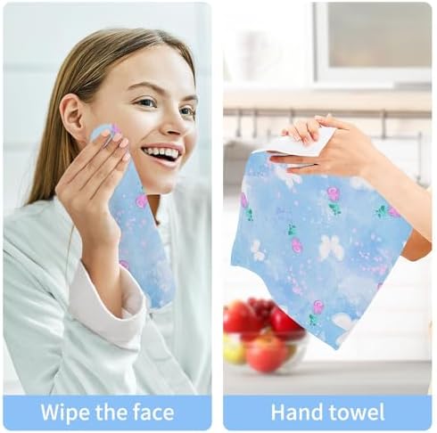 Xigua Butterfly Blue Washcloth Set 12x12 inches