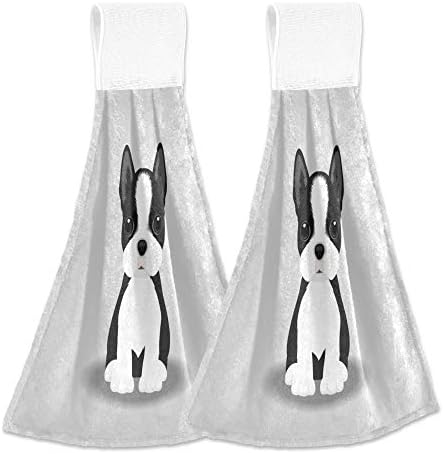 Aslsiy Boston Terrier Hanging Towels Set