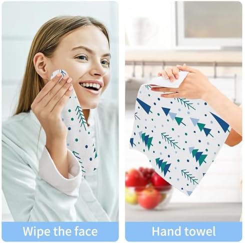 Xigua Christmas Trees Washcloths Set of 2 12x12 Inch