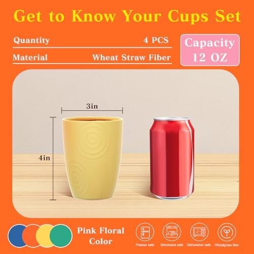 Homienly 12oz wheat straw cups Premium drinking cups stackable safe