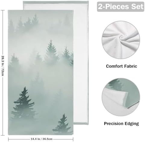 Senya Tree Forest Tile Cotton Hand Towels 30x15