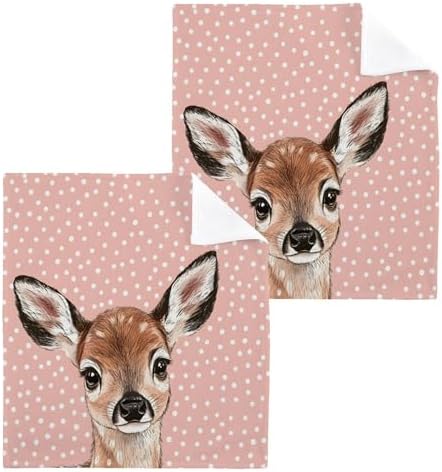 Xigua Cute Deer Washcloths Set of 2 - 12x12 Inch