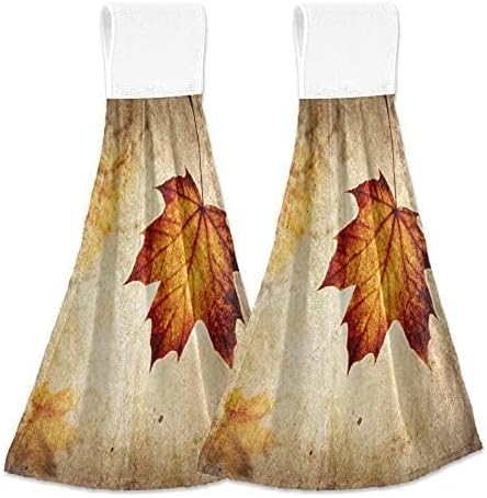 Autumn Leaf Hanging Kitchen Towel with Loop 2 Pack