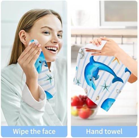 Xigua Cute Dolphin Washcloths Set of 2 12x12 Inch