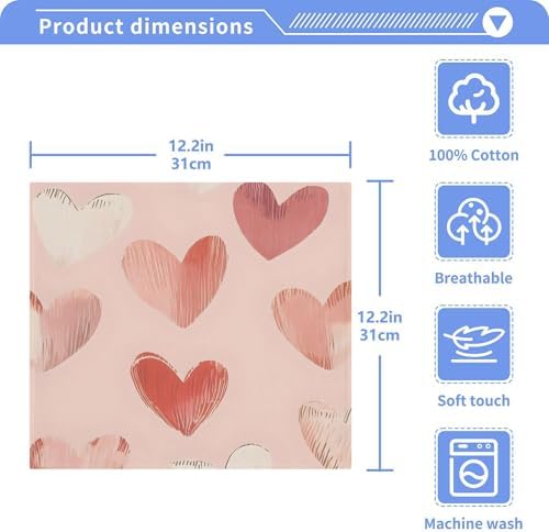 Xigua Red Hearts Washcloth Set