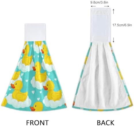 Cute Yellow Ducks Hand Towel Set of 2 with Hanging Loop