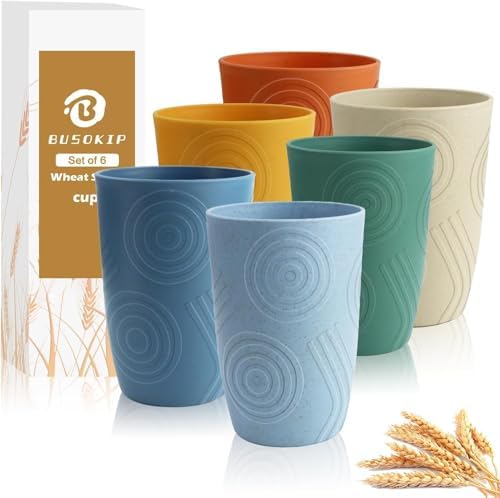 6-Piece Wheat Straw Cups - Reusable Glassware for Kitchen