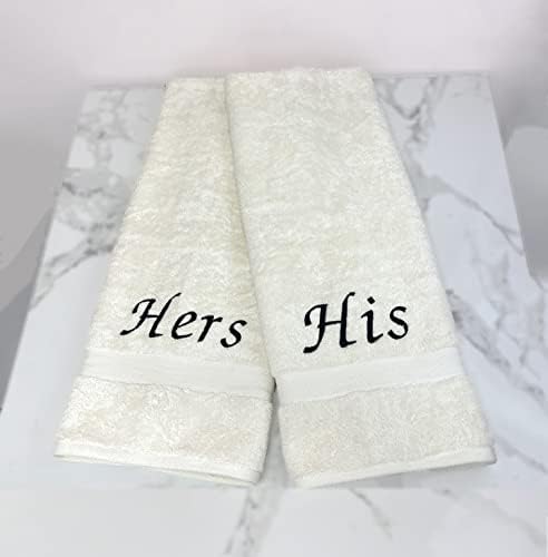 Liberty21 His Hers Embroidered Cotton Bath Towels Set 1